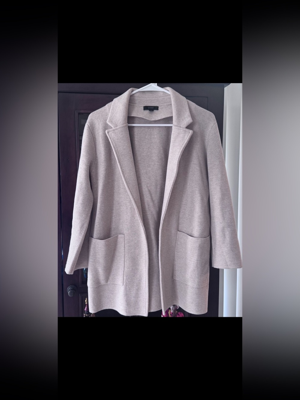 J. Crew Neutral Taupe Open-Front Knit Cardigan Coatigan